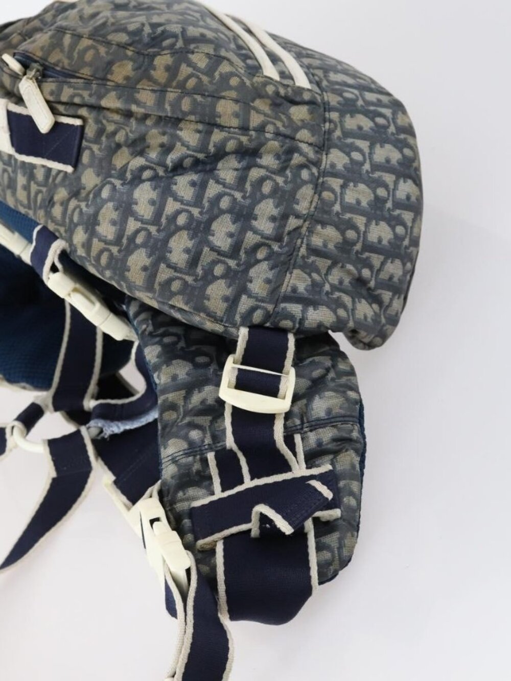 Christian Dior Trotter Canvas Backpack PVC Blue Silver Auth bs31270 - Picture 4 of 16